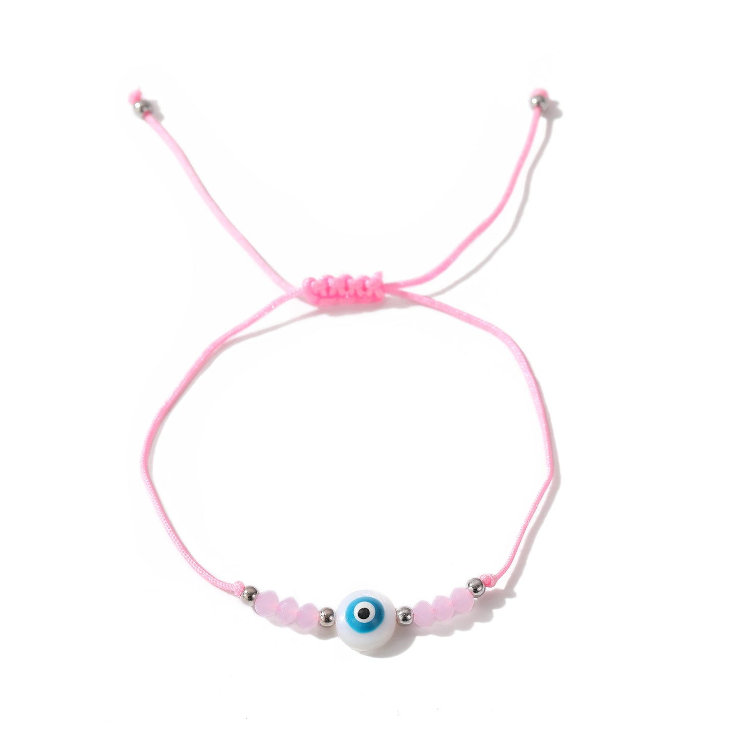 Assorted Adjustable String Lucky Eye Bead Bracelets - Protection & Style in Black, Blue, Pink & White