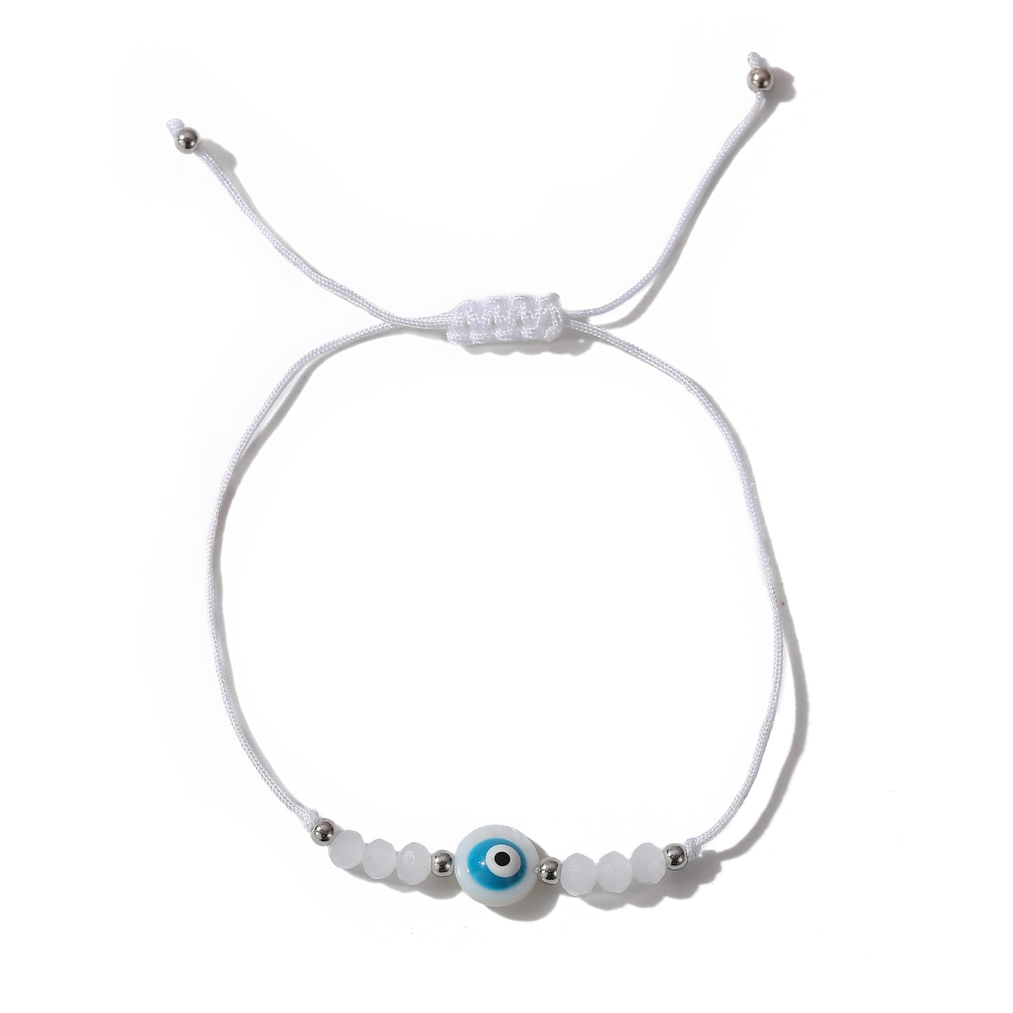 Assorted Adjustable String Lucky Eye Bead Bracelets - Protection & Style in Black, Blue, Pink & White