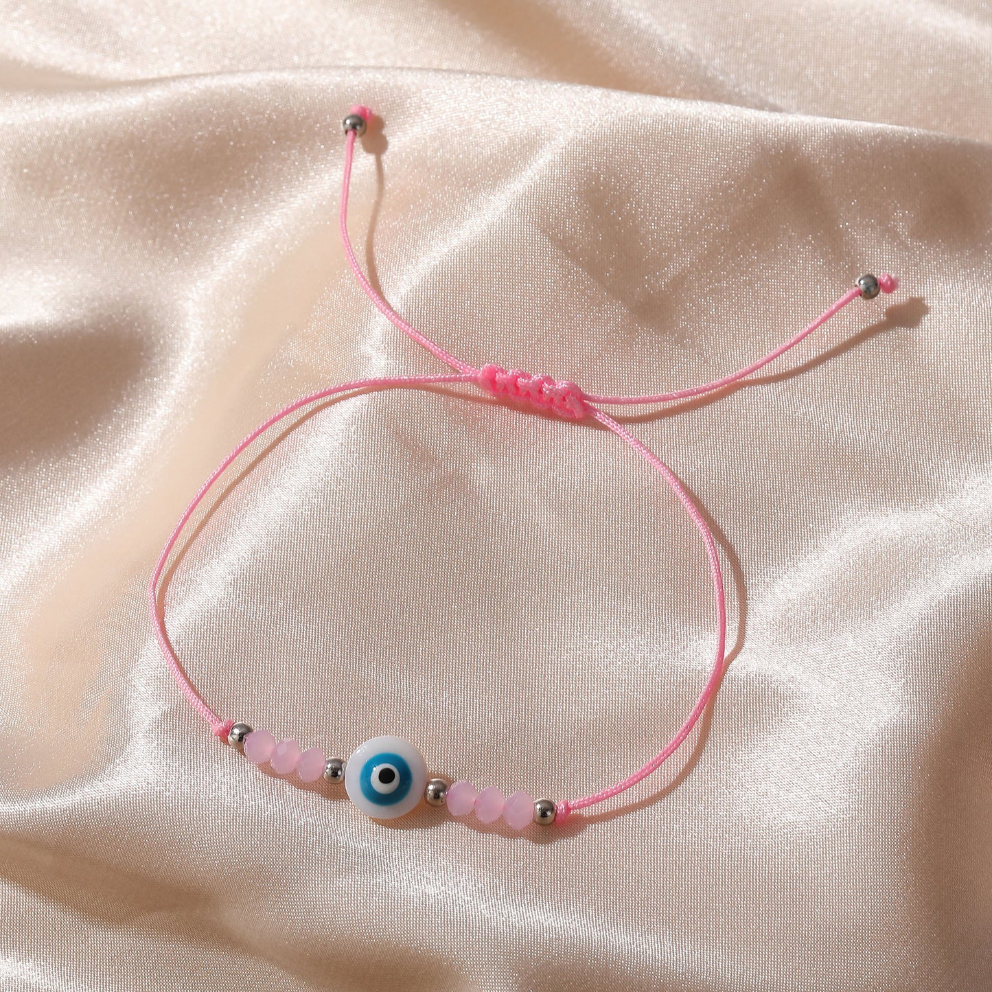 Assorted Adjustable String Lucky Eye Bead Bracelets - Protection & Style in Black, Blue, Pink & White
