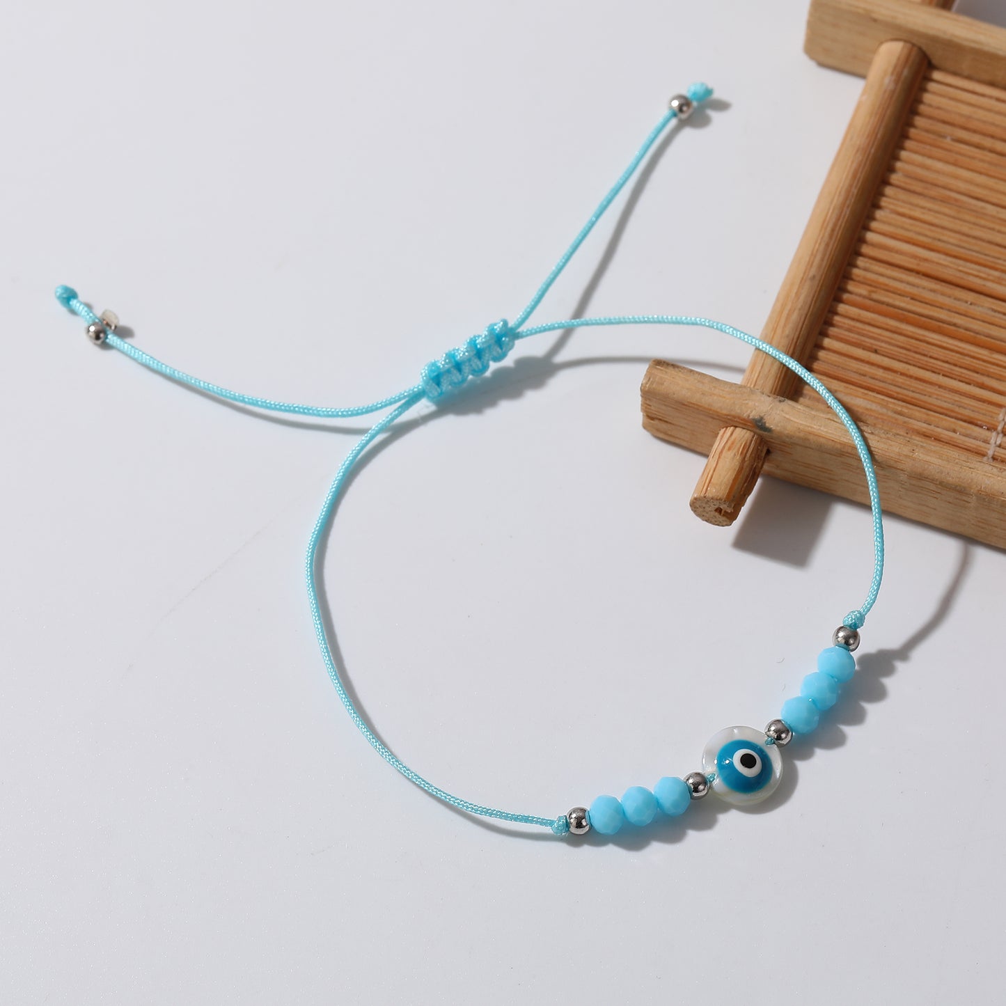 Assorted Adjustable String Lucky Eye Bead Bracelets - Protection & Style in Black, Blue, Pink & White