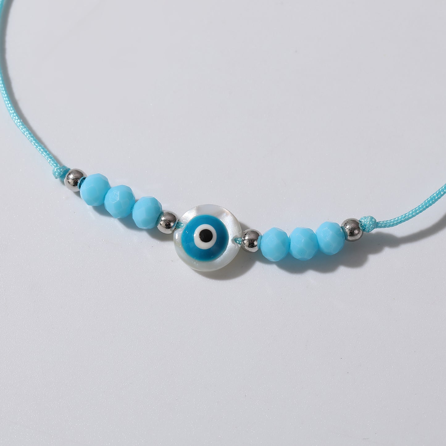 Assorted Adjustable String Lucky Eye Bead Bracelets - Protection & Style in Black, Blue, Pink & White
