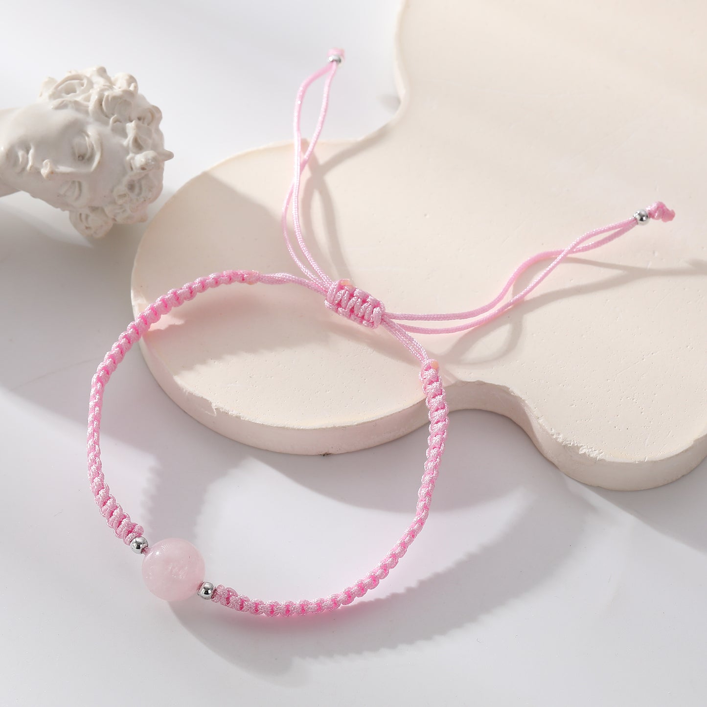 Assorted Adjustable Macrame Bracelets with Round Stone Beads - Handmade Boho Jewelry