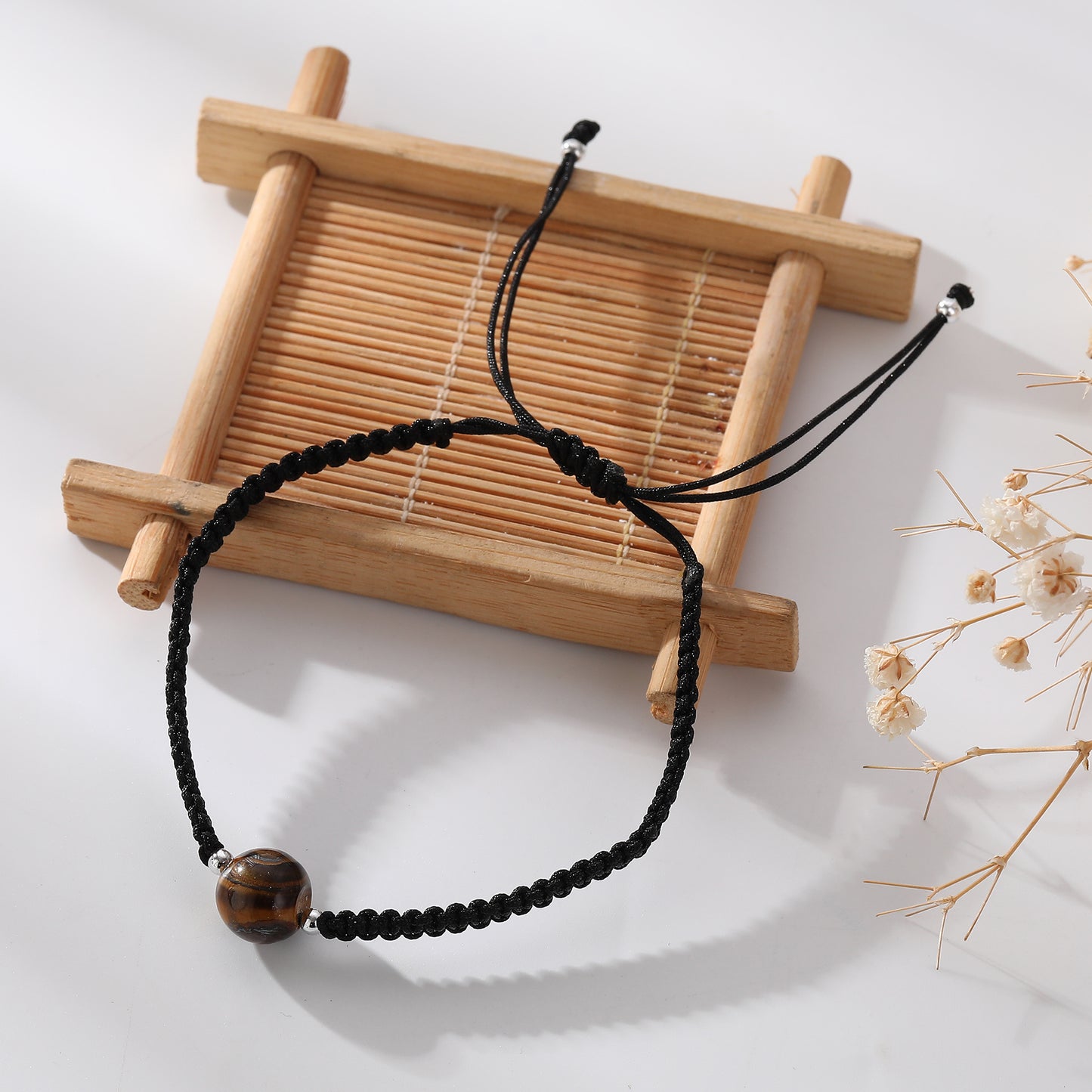 Assorted Adjustable Macrame Bracelets with Round Stone Beads - Handmade Boho Jewelry