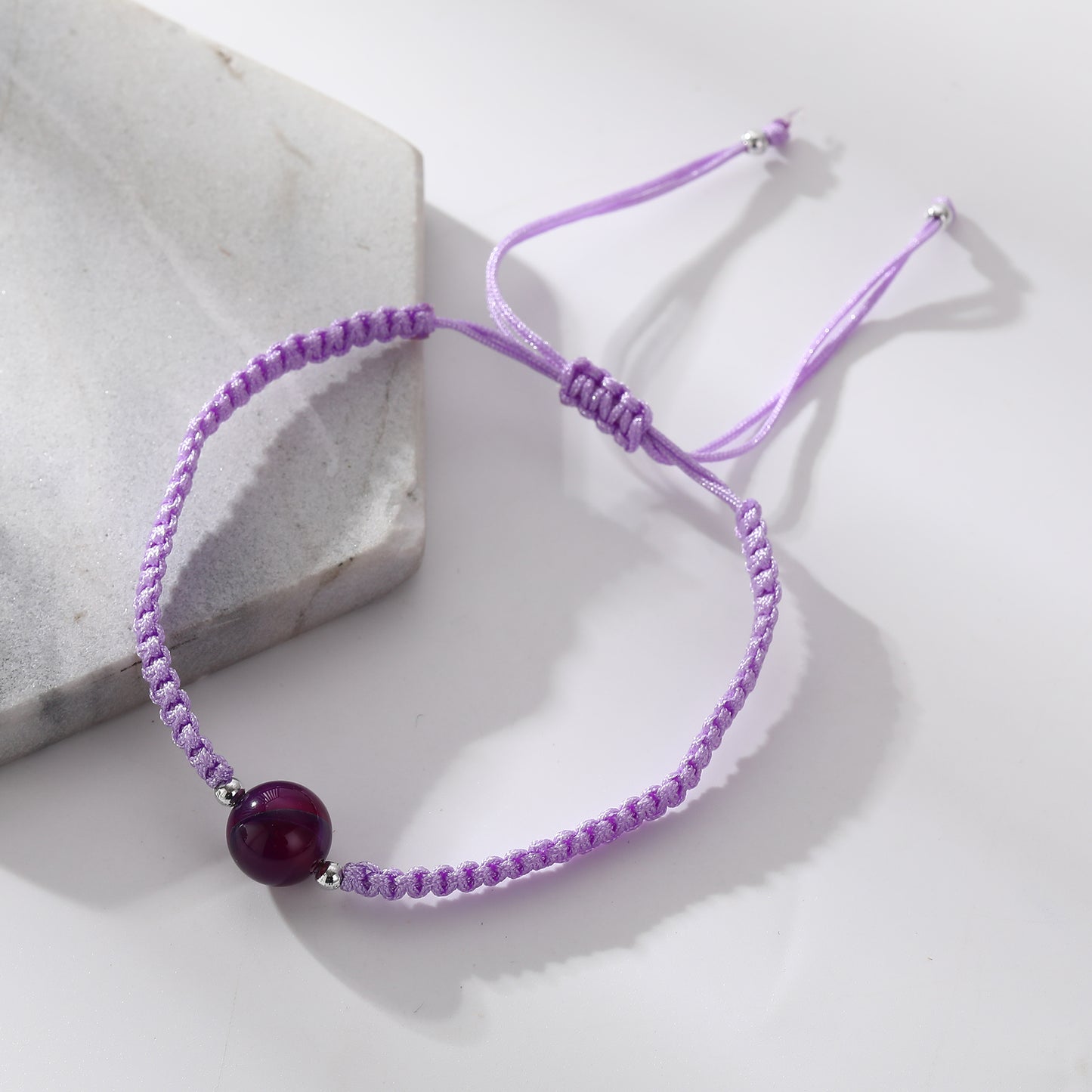 Assorted Adjustable Macrame Bracelets with Round Stone Beads - Handmade Boho Jewelry