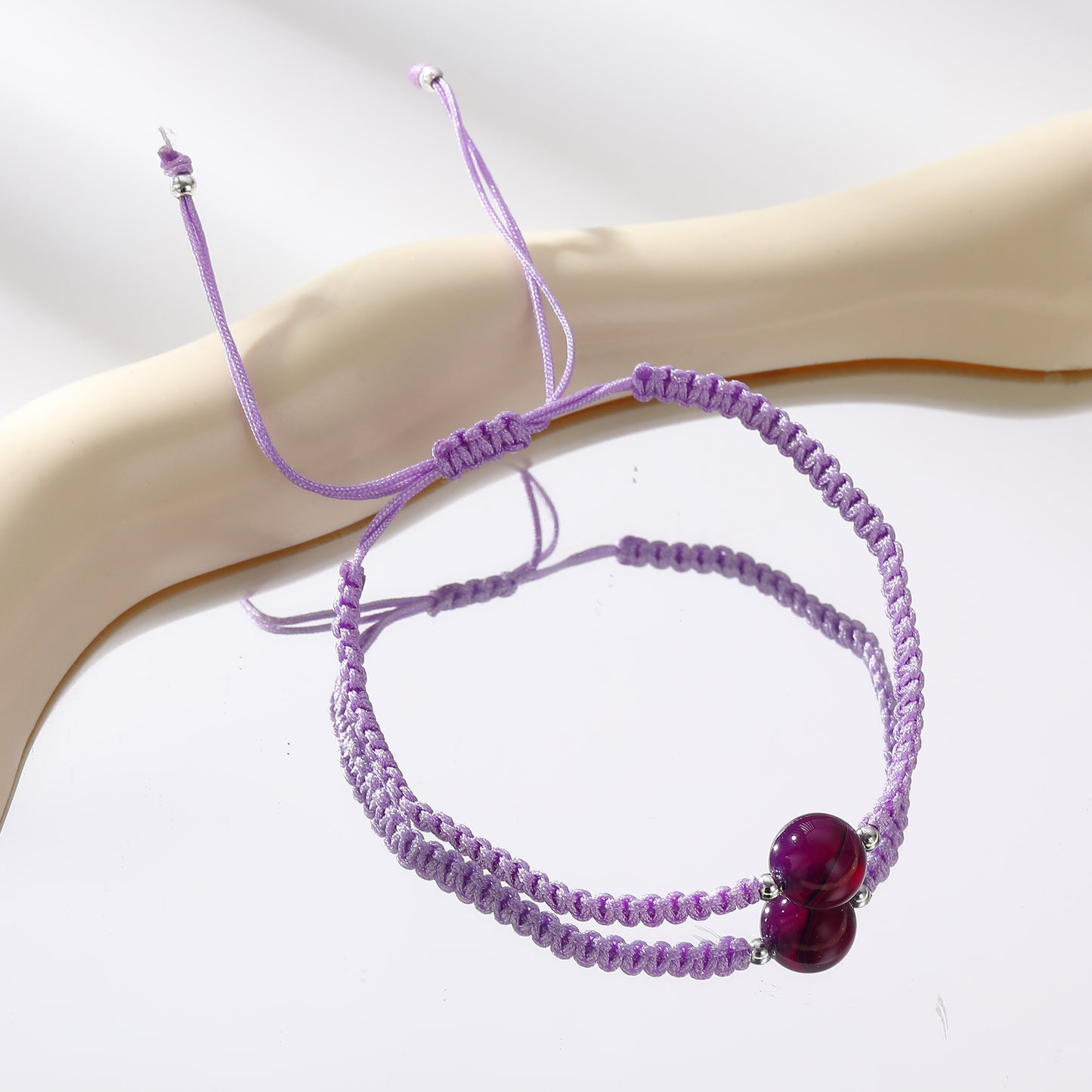 Assorted Adjustable Macrame Bracelets with Round Stone Beads - Handmade Boho Jewelry
