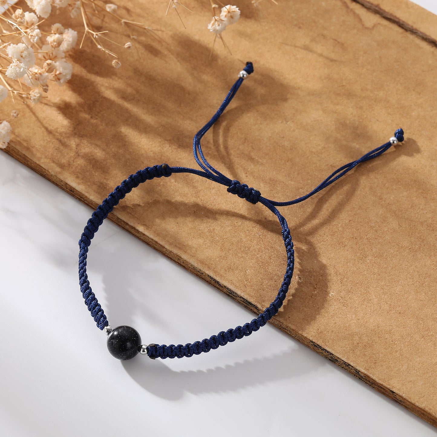 Assorted Adjustable Macrame Bracelets with Round Stone Beads - Handmade Boho Jewelry