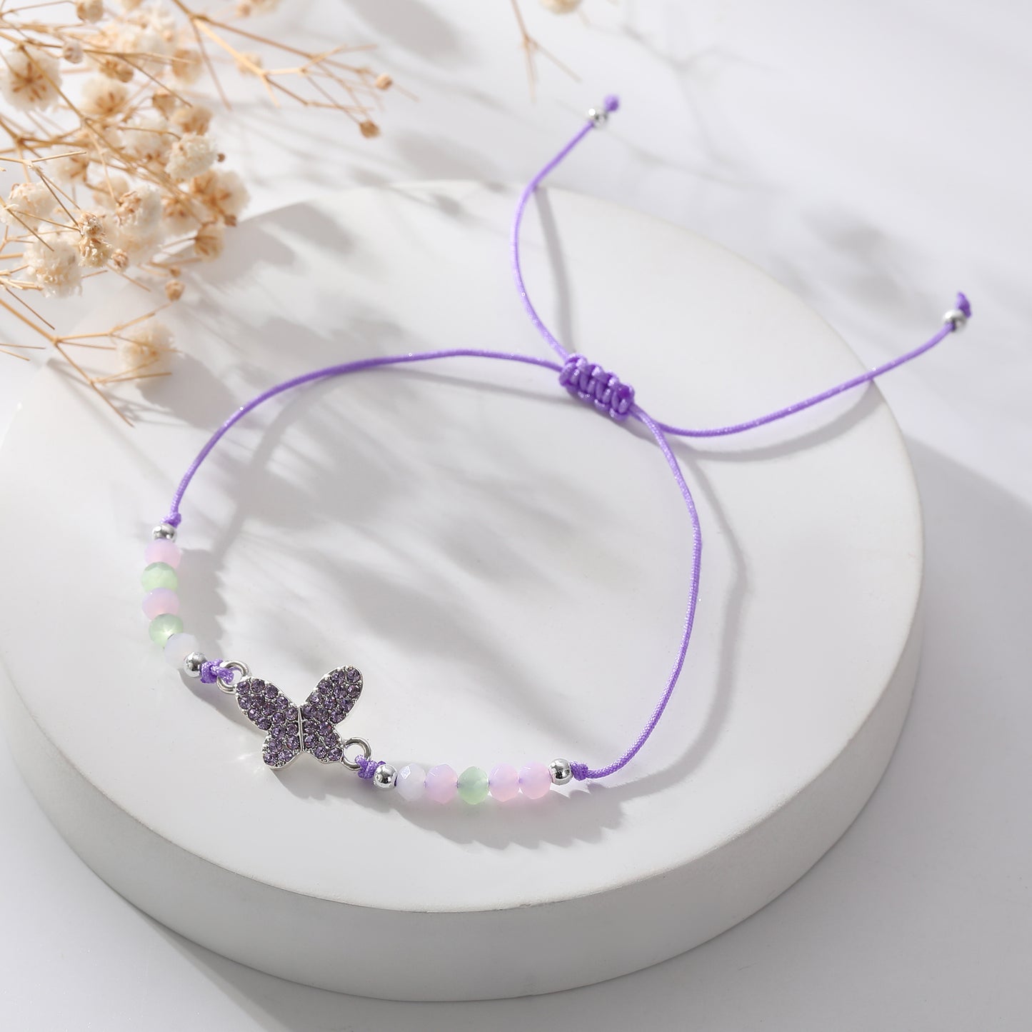 Colorful Crystal Butterfly Charm Beaded Bracelets - Elegant & Durable Jewelry for Women and Girls - Perfect for Everyday Wear and Special Occasions