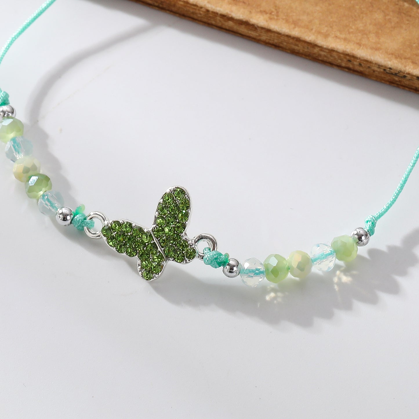 Colorful Crystal Butterfly Charm Beaded Bracelets - Elegant & Durable Jewelry for Women and Girls - Perfect for Everyday Wear and Special Occasions