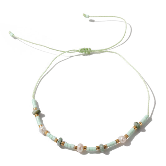 Elegant Adjustable Genuine Stone Beads & Freshwater Pearls Bracelet - Handmade Jewelry for Women, Perfect for Everyday and Special Occasions