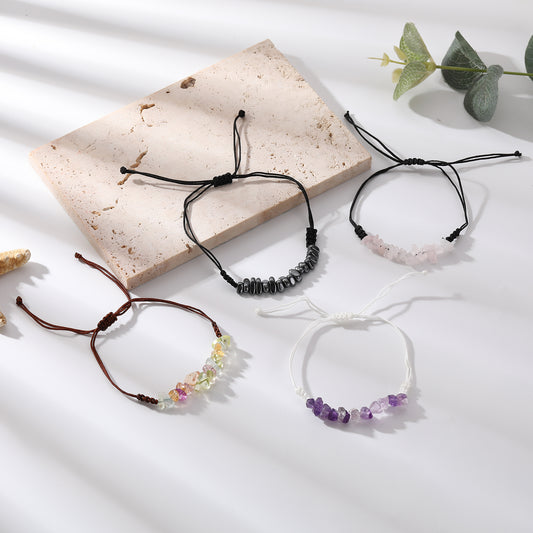 Adjustable Genuine Stone Bracelets - Natural Stone Beads on Durable String - Earthy Elegance for Everyday Wear and Thoughtful Gifts