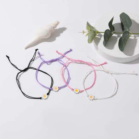 Chic Adjustable Daisy String Bracelets - Vibrant Colors, Perfect for Everyday Style & Gifting