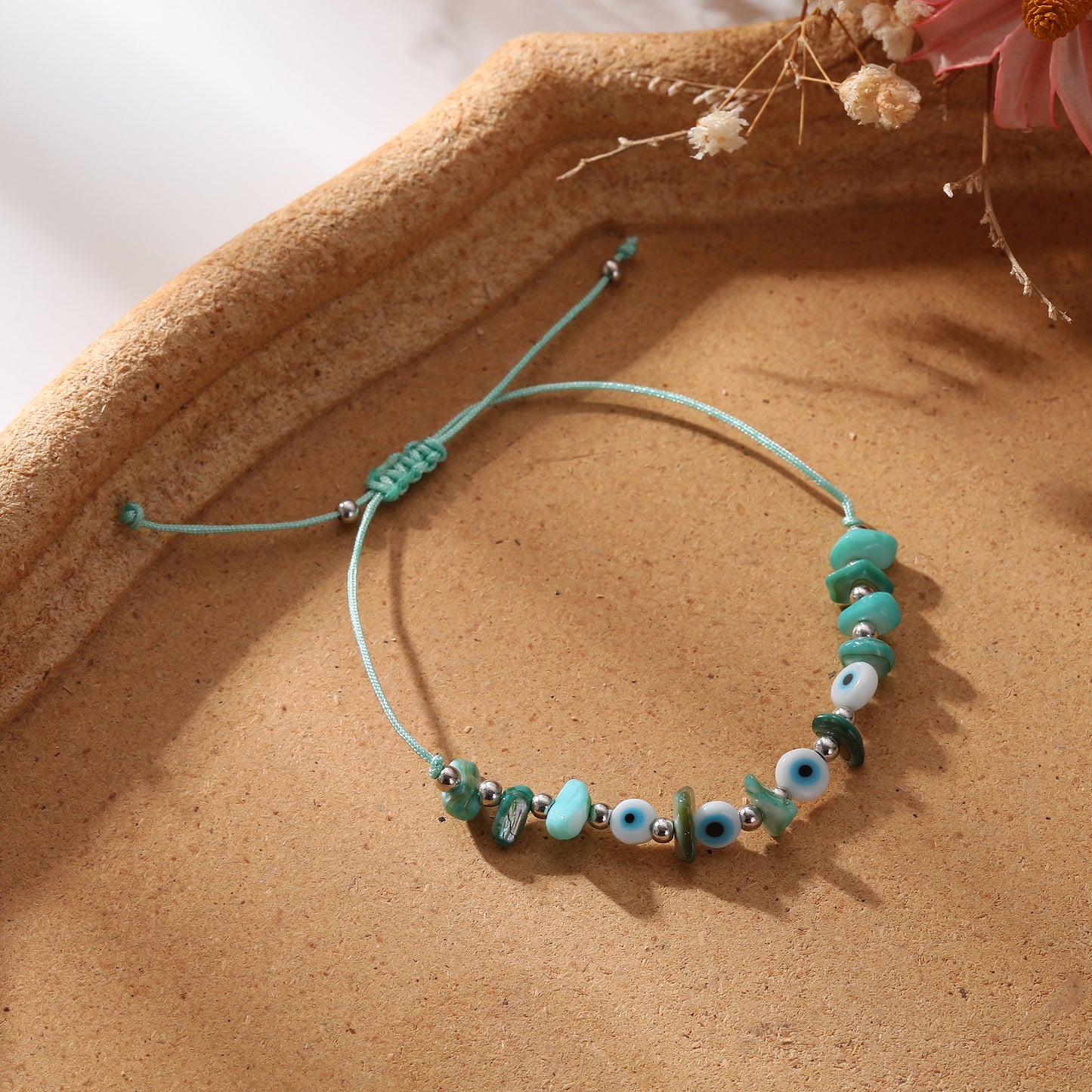 Lucky Eye Beads Bracelet with Stones - Colorful Adjustable Protection Bracelet for Good Fortune & Stylish Everyday Wear
