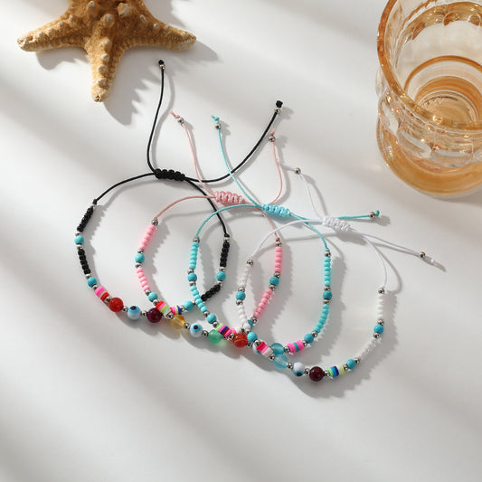 Adjustable Lucky Eye Beaded Bracelets - Colorful & Versatile Jewelry for Women - Perfect for Summer Style and Everyday Wear