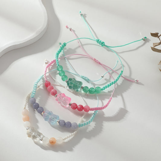Vibrant Gummy Bear Bead Bracelets - Assorted Colors & Styles, Fun Jewelry for Kids & Teens