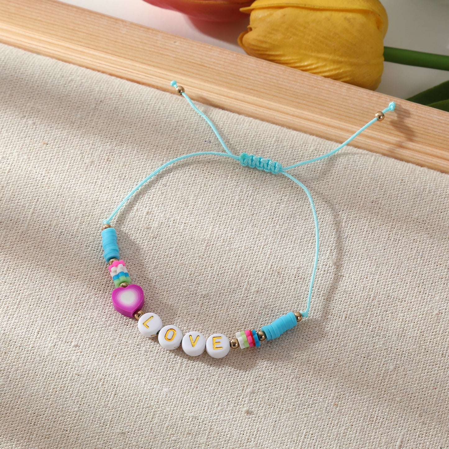 Adjustable "LOVE" Word Bracelets - Colorful Beaded String Jewelry for Kids & Teens, Perfect for Gifts