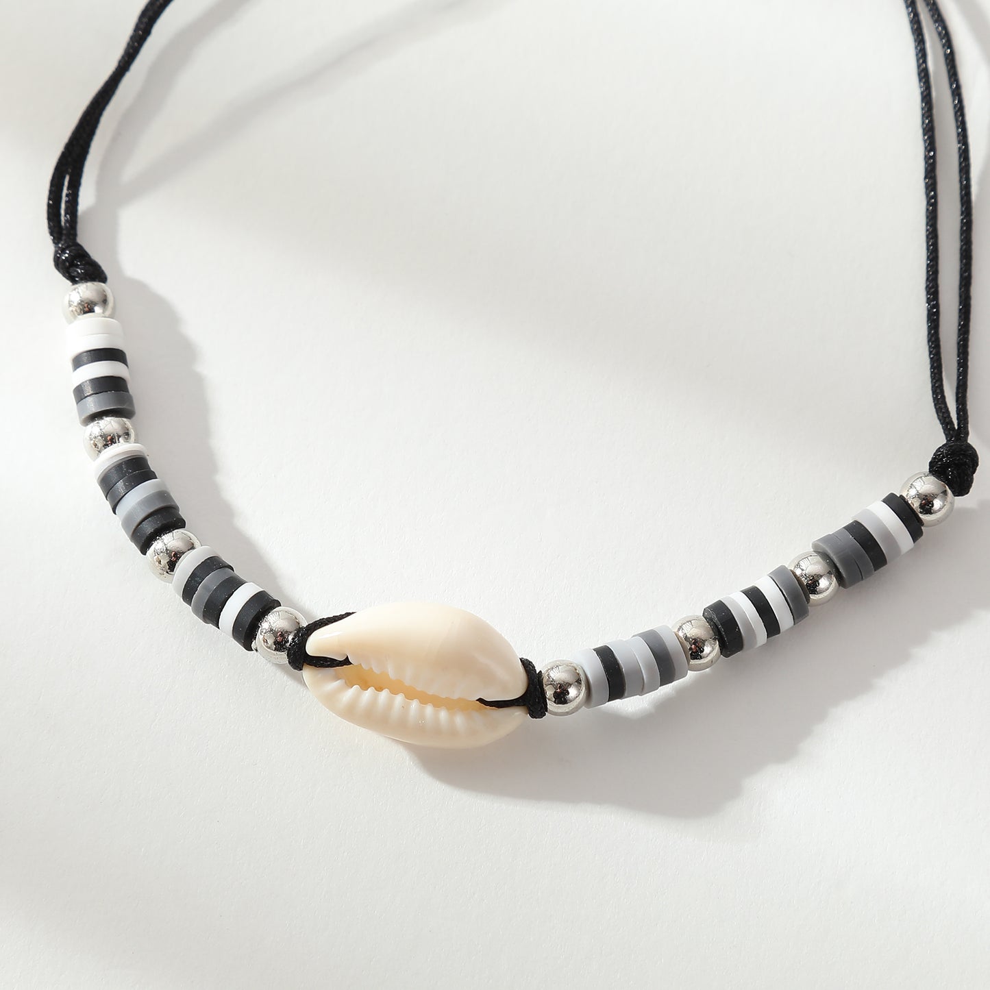 Adjustable Cowrie Shell & Multicolor Fimo Bead Bracelet - Handmade Boho Style String Bracelet for Women