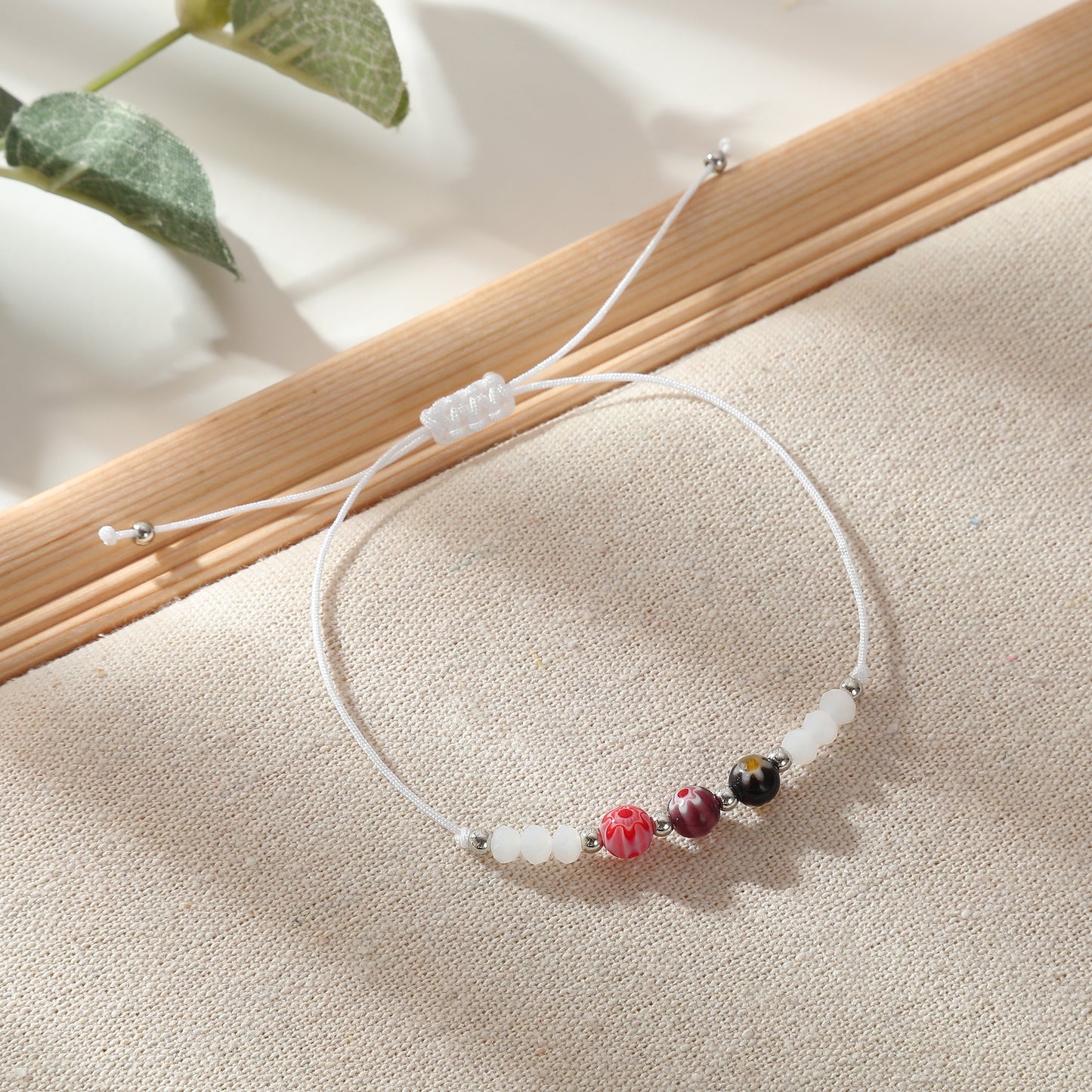 3 Millefiori Bead Bracelets - Colorful Handmade Jewelry for Women, Boho Style Adjustable Bracelets