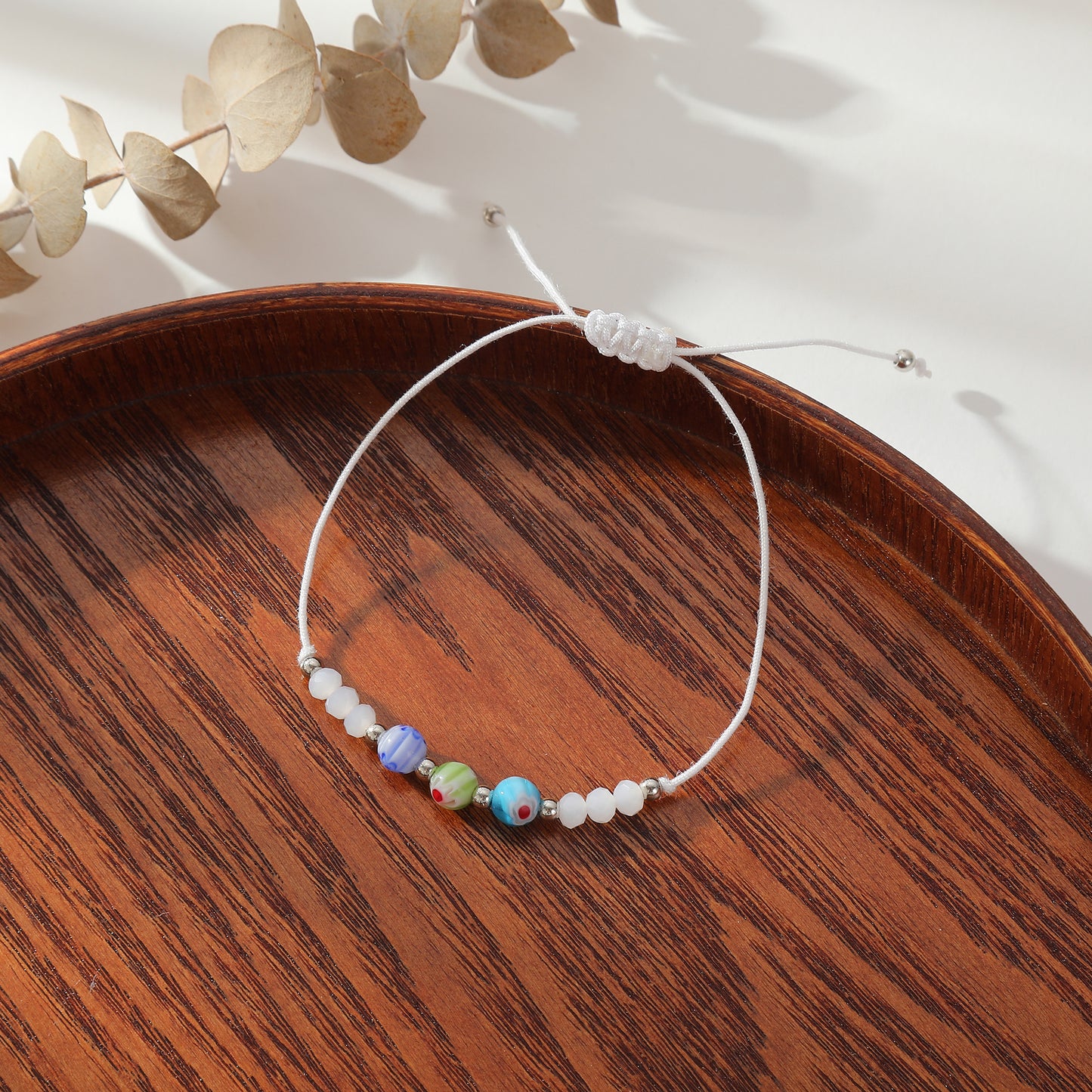 3 Millefiori Bead Bracelets - Colorful Handmade Jewelry for Women, Boho Style Adjustable Bracelets