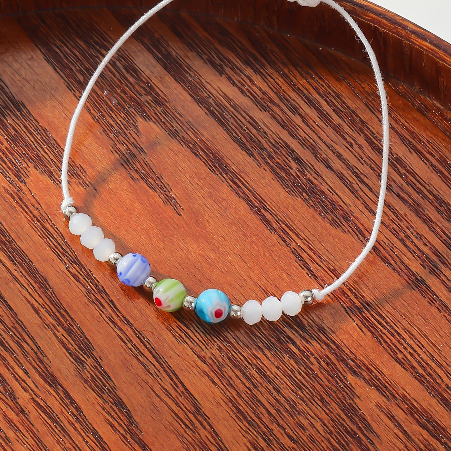 3 Millefiori Bead Bracelets - Colorful Handmade Jewelry for Women, Boho Style Adjustable Bracelets
