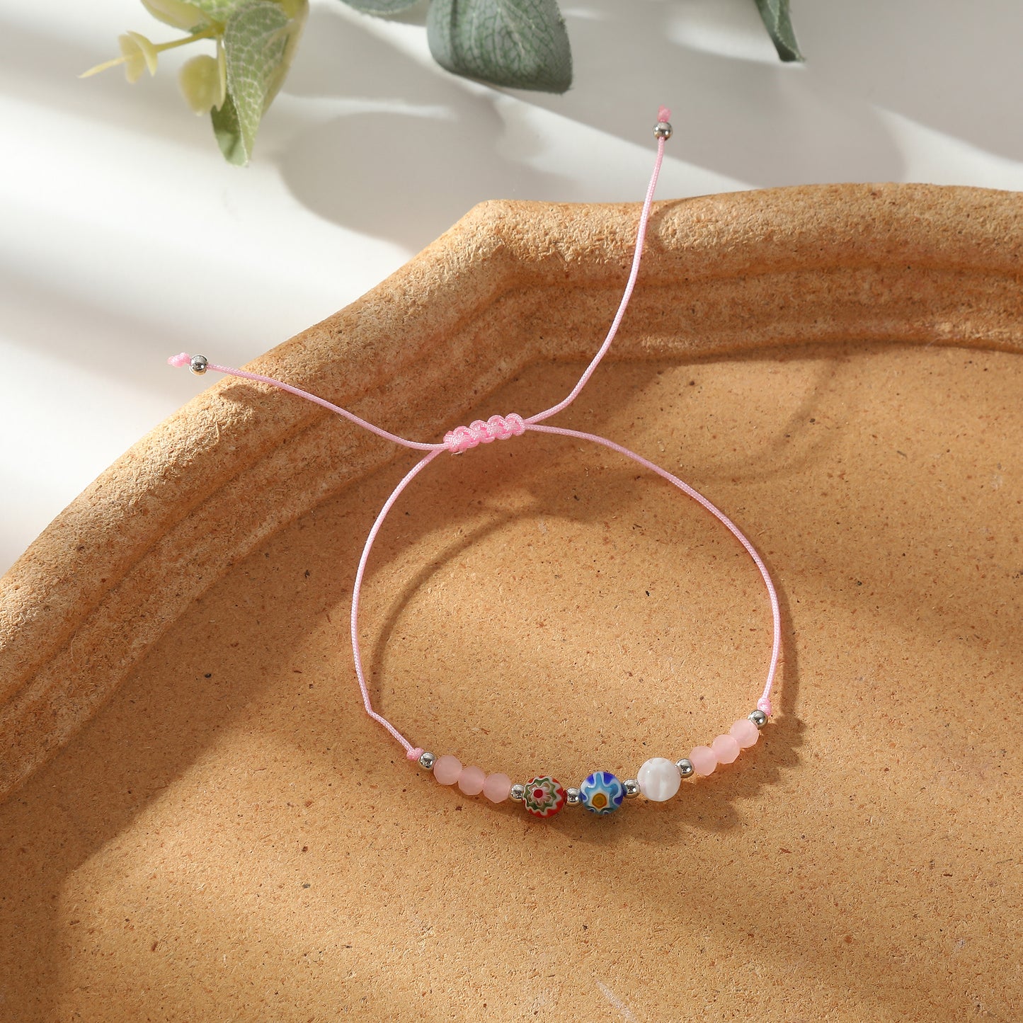 3 Millefiori Bead Bracelets - Colorful Handmade Jewelry for Women, Boho Style Adjustable Bracelets