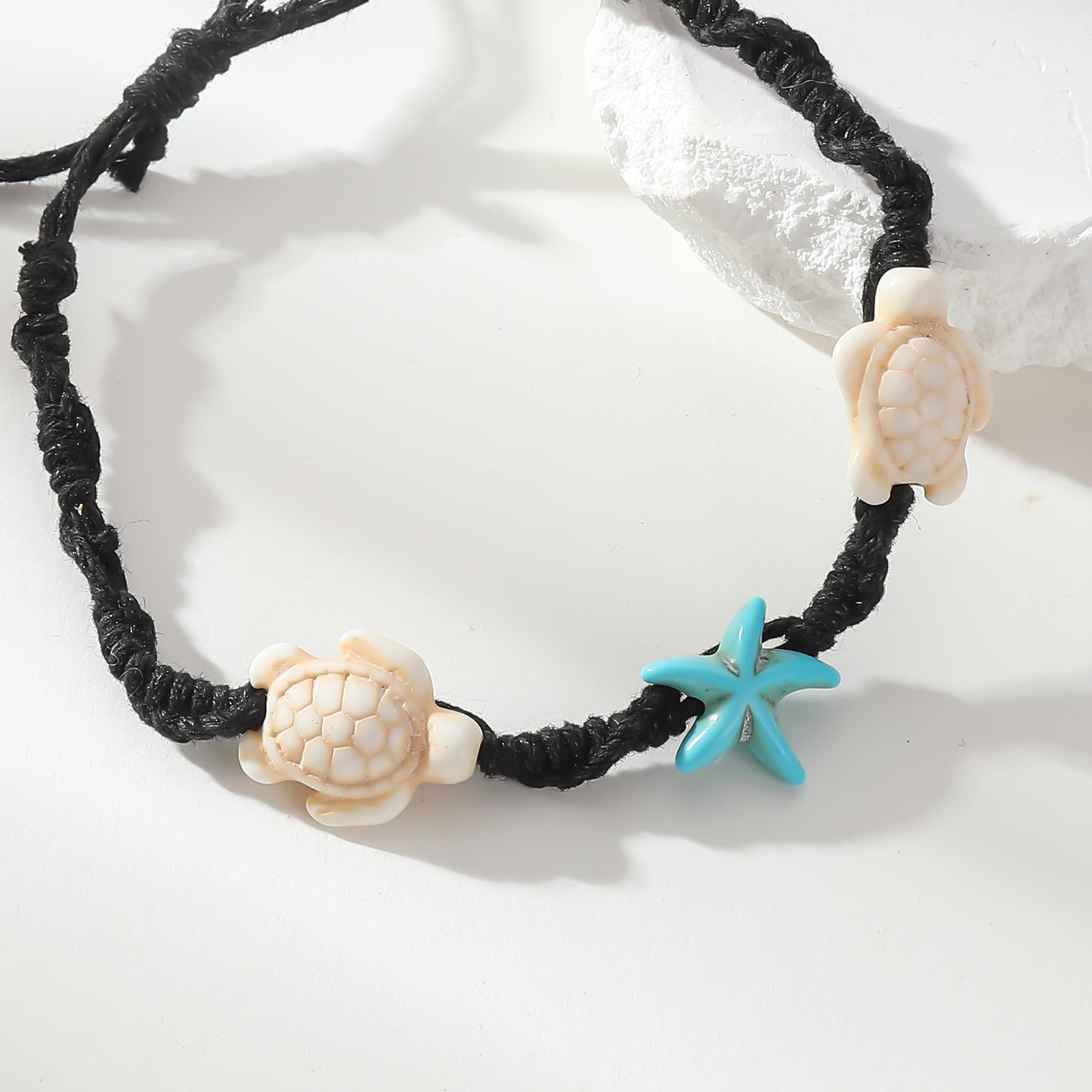 Handmade Macrame Bracelets with Turquoise & White Turtle & Starfish Beads - Coastal Jewelry for Women, Perfect for Everyday Style & Gifting