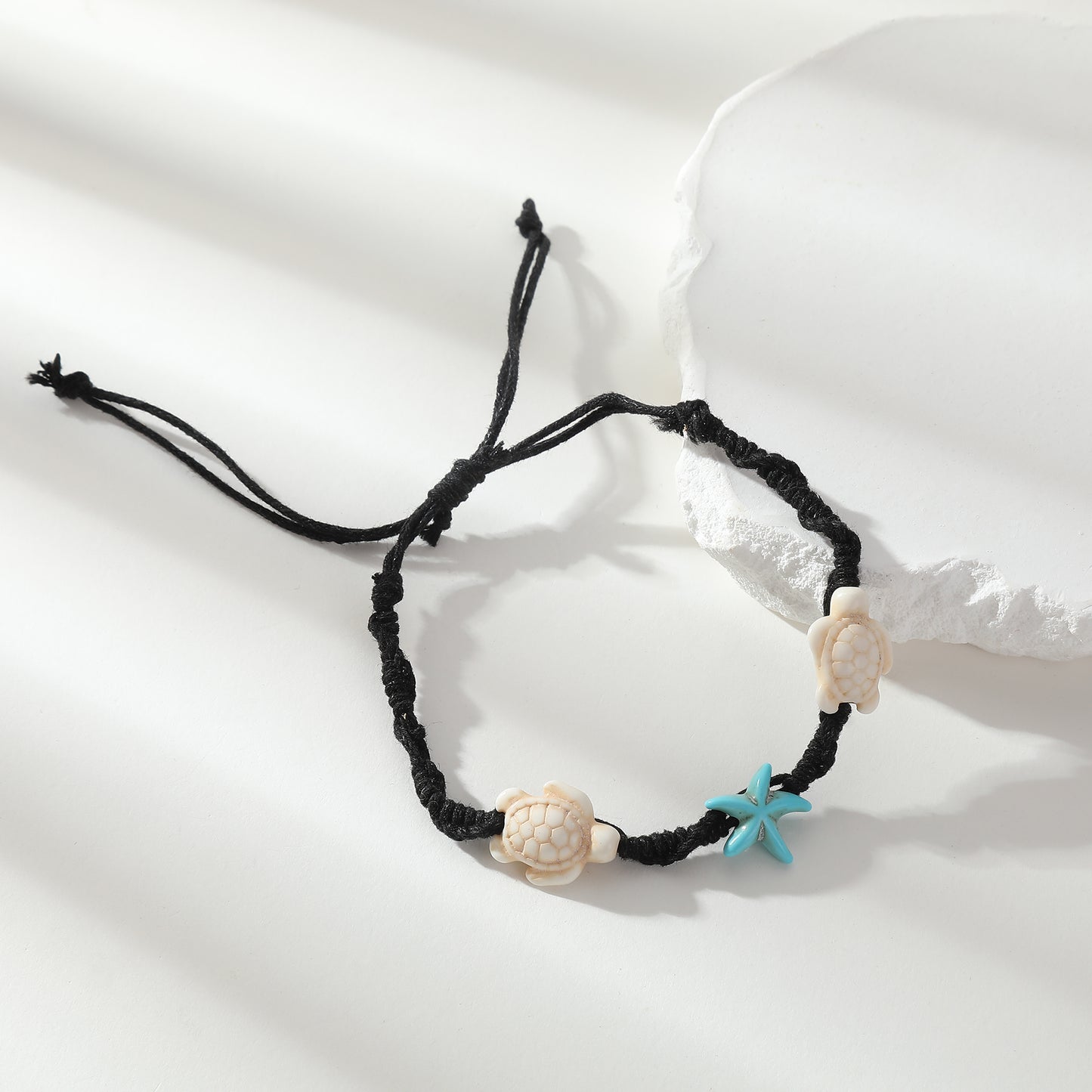 Handmade Macrame Bracelets with Turquoise & White Turtle & Starfish Beads - Coastal Jewelry for Women, Perfect for Everyday Style & Gifting