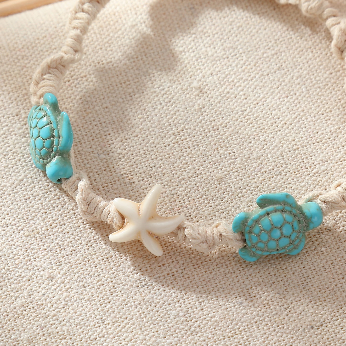 Handmade Macrame Bracelets with Turquoise & White Turtle & Starfish Beads - Coastal Jewelry for Women, Perfect for Everyday Style & Gifting