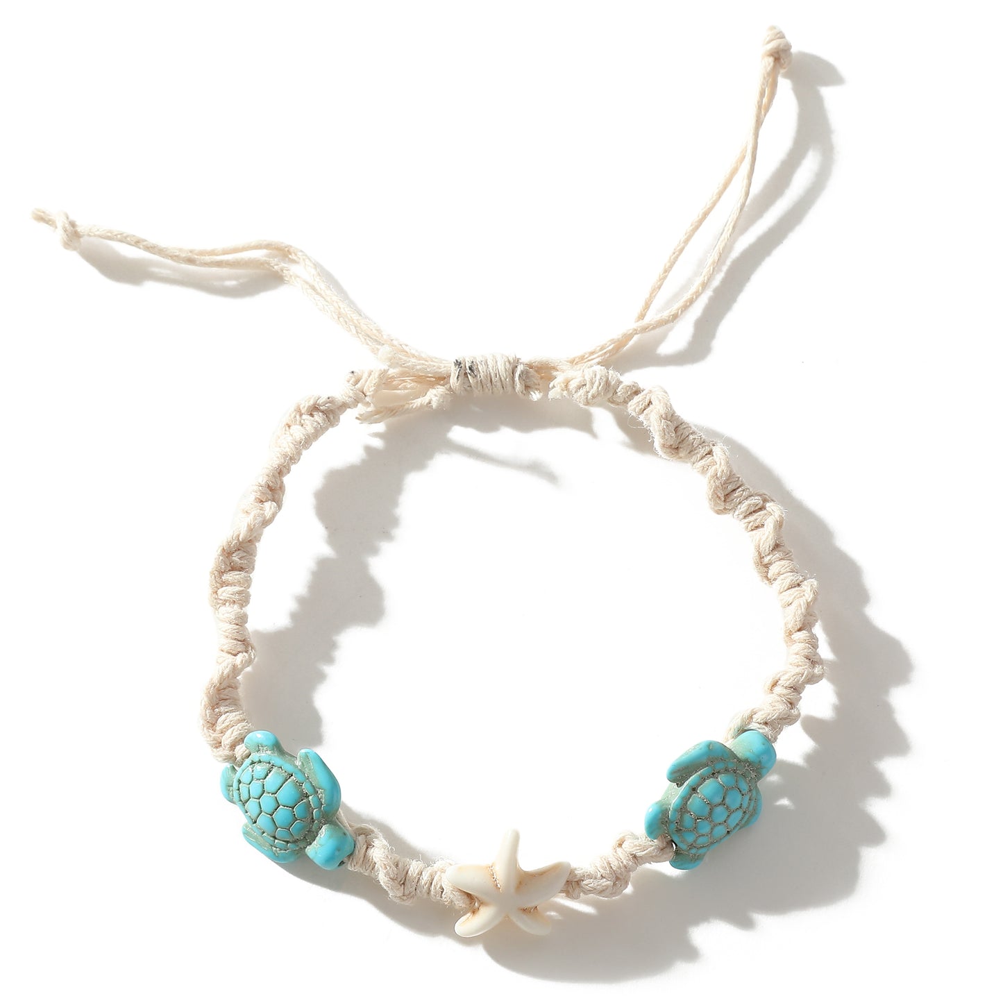 Handmade Macrame Bracelets with Turquoise & White Turtle & Starfish Beads - Coastal Jewelry for Women, Perfect for Everyday Style & Gifting