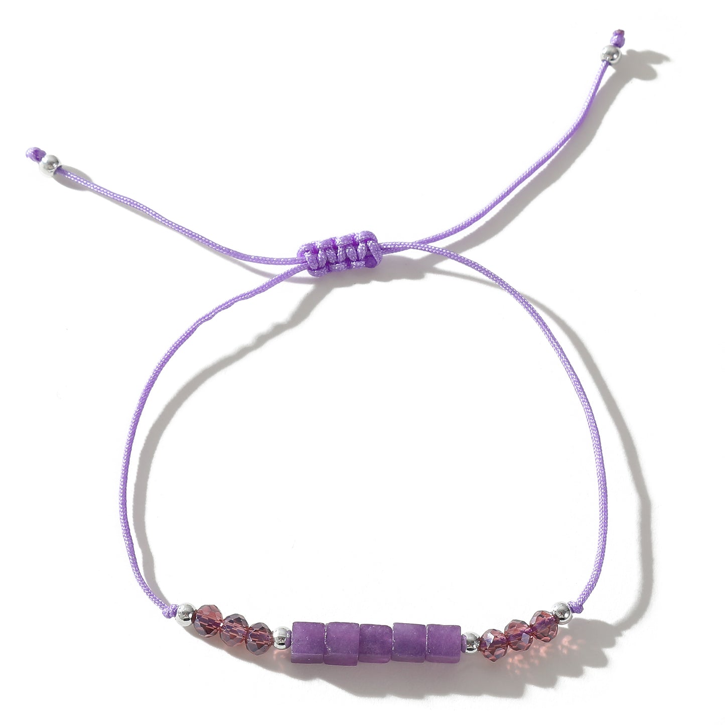 Adjustable Genuine Stone Bead Bracelet - Assorted Square & Round Beads, Boho Style Jewelry for Women, Perfect Gift