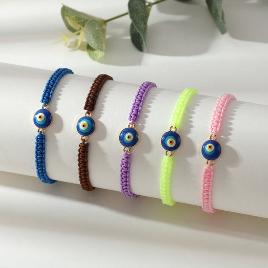 Adjustable Macrame Bracelets with Lucky Eye Beads - Colorful Bohemian Jewelry for Women, Bring Good Luck & Positive Vibes