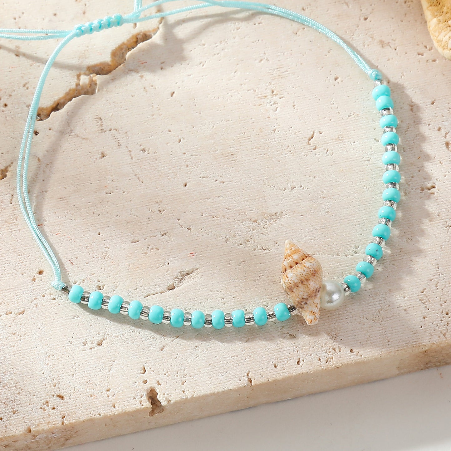 Adjustable String Bracelets with Shell & Silver Beads - Stylish Jewelry for Women, Perfect for Everyday Wear & Gifting