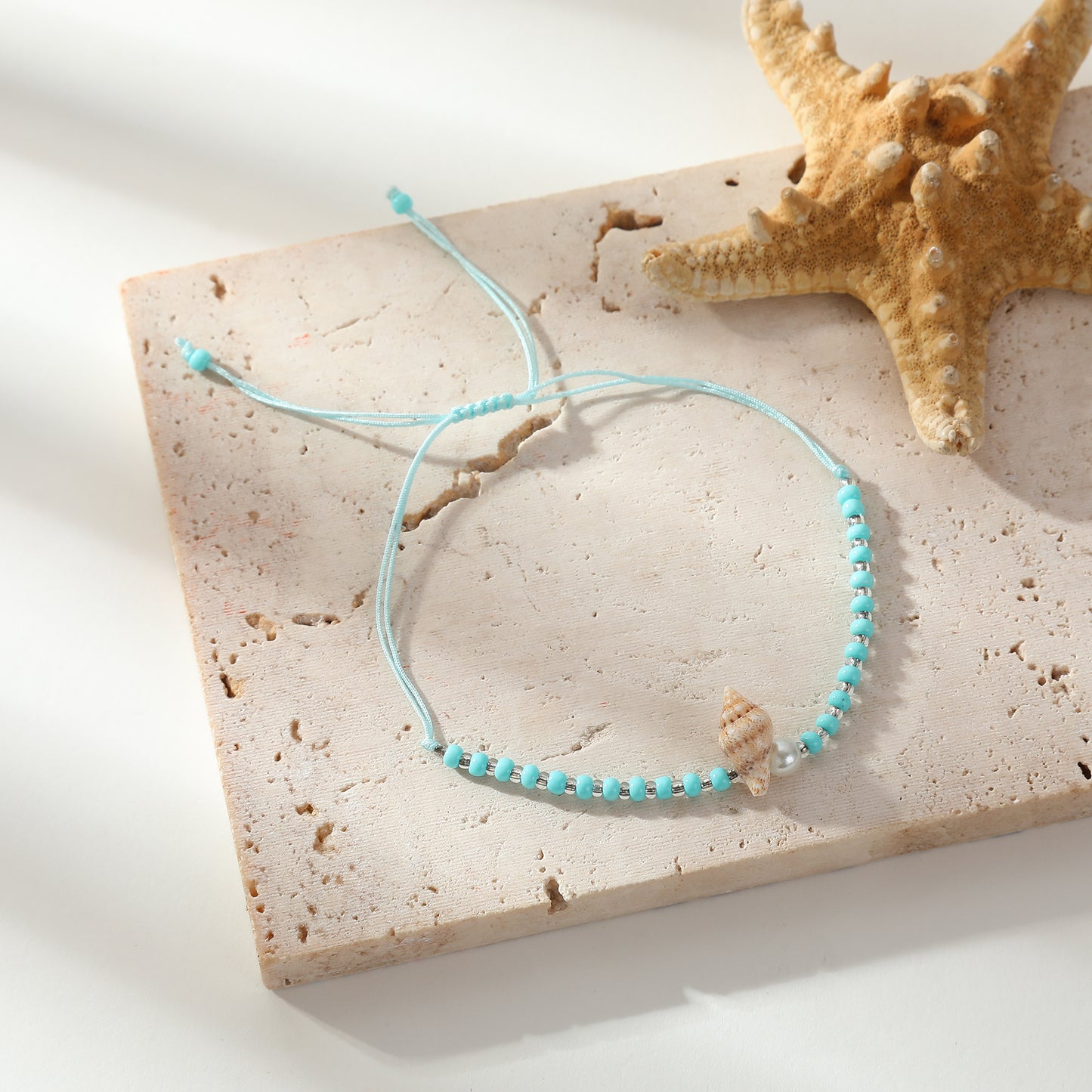 Adjustable String Bracelets with Shell & Silver Beads - Stylish Jewelry for Women, Perfect for Everyday Wear & Gifting