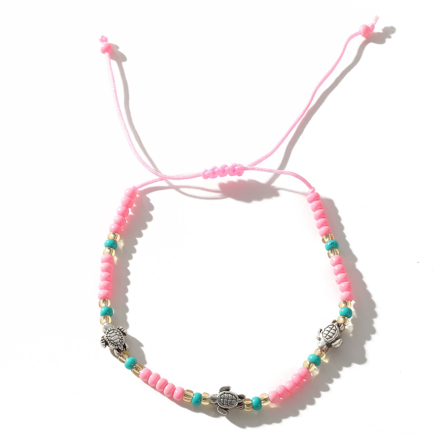 Adjustable Bohemian String Bracelets with 3 Silver Turtles & Seed Beads - Handmade Jewelry for Women, Perfect for Everyday Style & Gifting