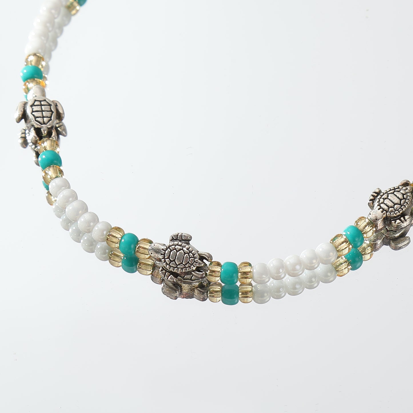 Adjustable Bohemian String Bracelets with 3 Silver Turtles & Seed Beads - Handmade Jewelry for Women, Perfect for Everyday Style & Gifting