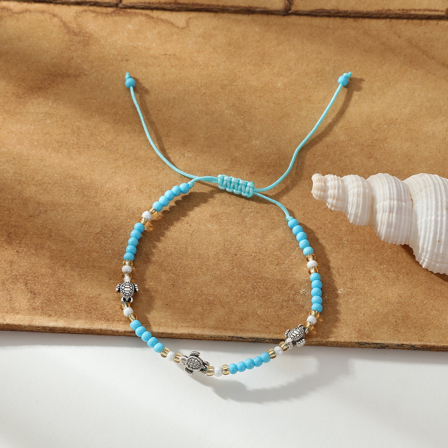 Adjustable Bohemian String Bracelets with 3 Silver Turtles & Seed Beads - Handmade Jewelry for Women, Perfect for Everyday Style & Gifting