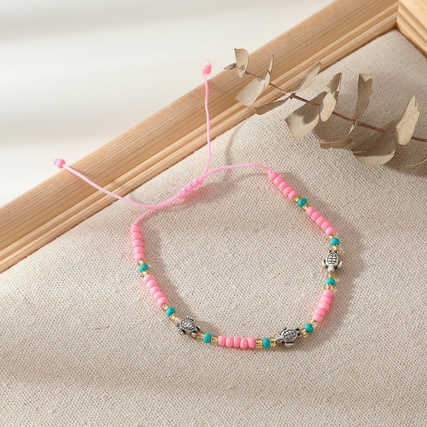 Adjustable Bohemian String Bracelets with 3 Silver Turtles & Seed Beads - Handmade Jewelry for Women, Perfect for Everyday Style & Gifting