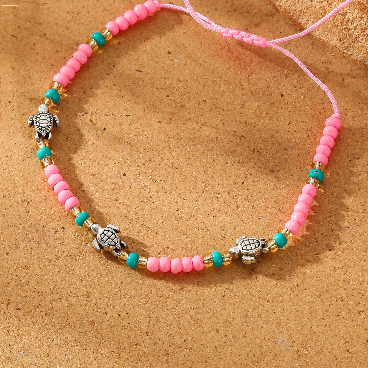 Adjustable Bohemian String Bracelets with 3 Silver Turtles & Seed Beads - Handmade Jewelry for Women, Perfect for Everyday Style & Gifting