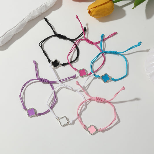 Adjustable Clover Crystal Bracelets - Colorful String Jewelry for Women & Girls, Perfect for Everyday Style & Gifting