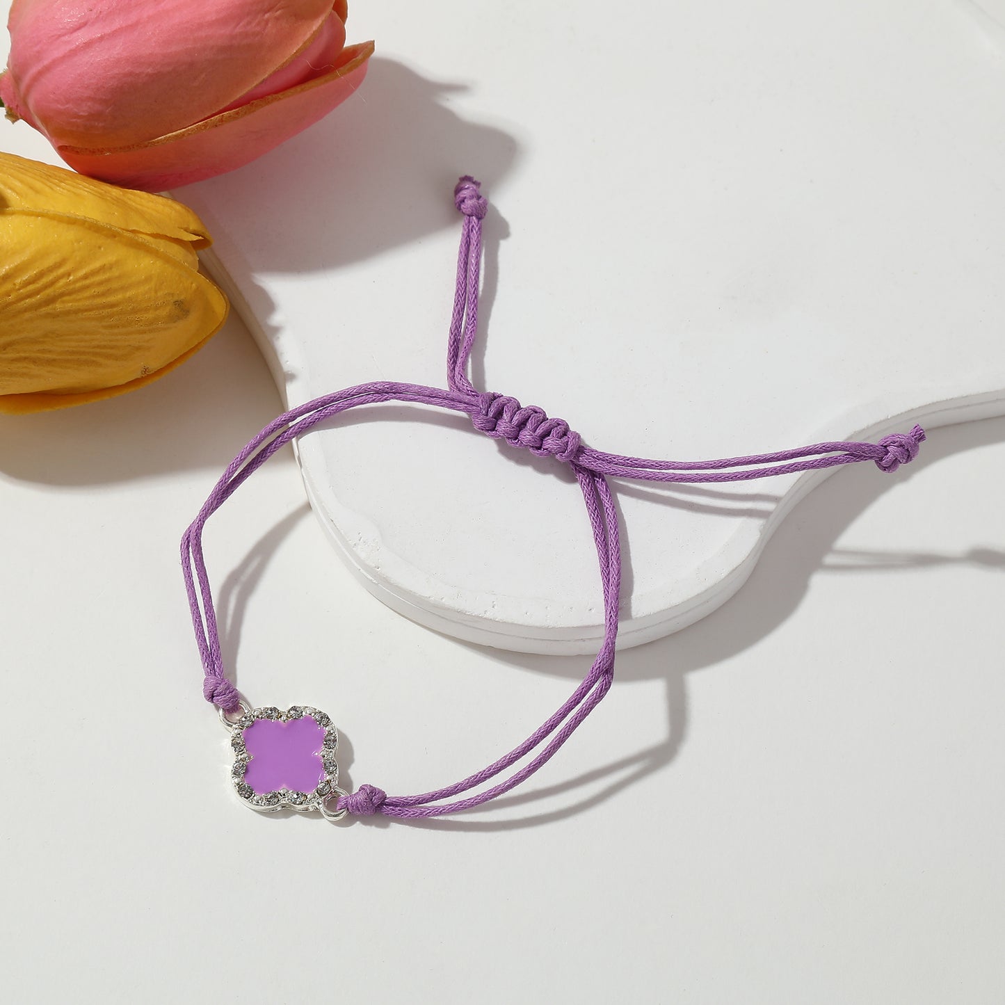 Adjustable Clover Crystal Bracelets - Colorful String Jewelry for Women & Girls, Perfect for Everyday Style & Gifting