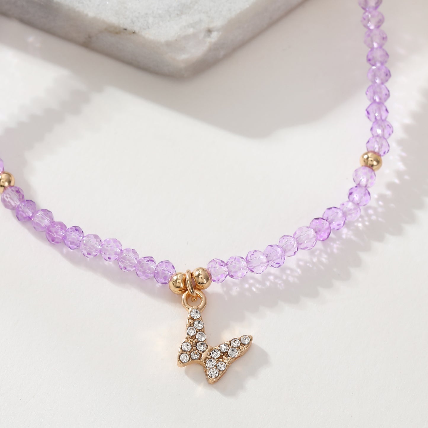 Assorted Beaded Bracelet with Small Crystal Butterfly Charm - Delicate and Sparkling Jewelry for Women, Perfect Gift