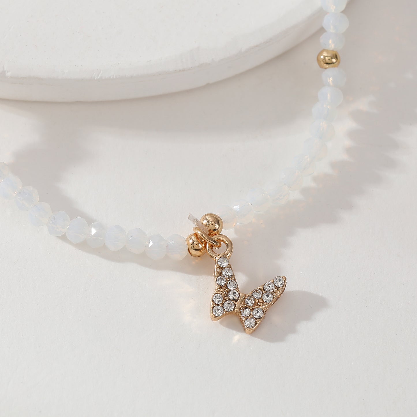 Assorted Beaded Bracelet with Small Crystal Butterfly Charm - Delicate and Sparkling Jewelry for Women, Perfect Gift