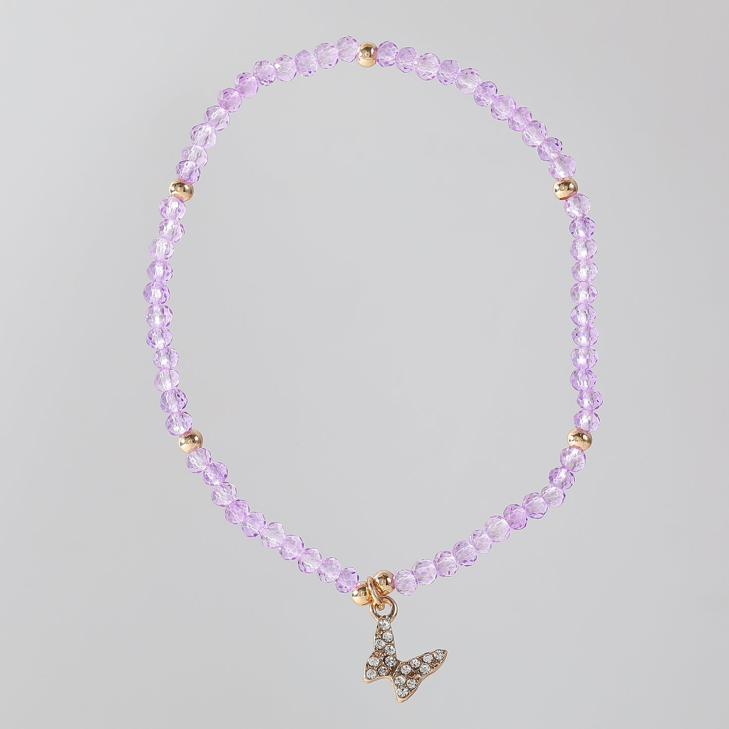 Assorted Beaded Bracelet with Small Crystal Butterfly Charm - Delicate and Sparkling Jewelry for Women, Perfect Gift