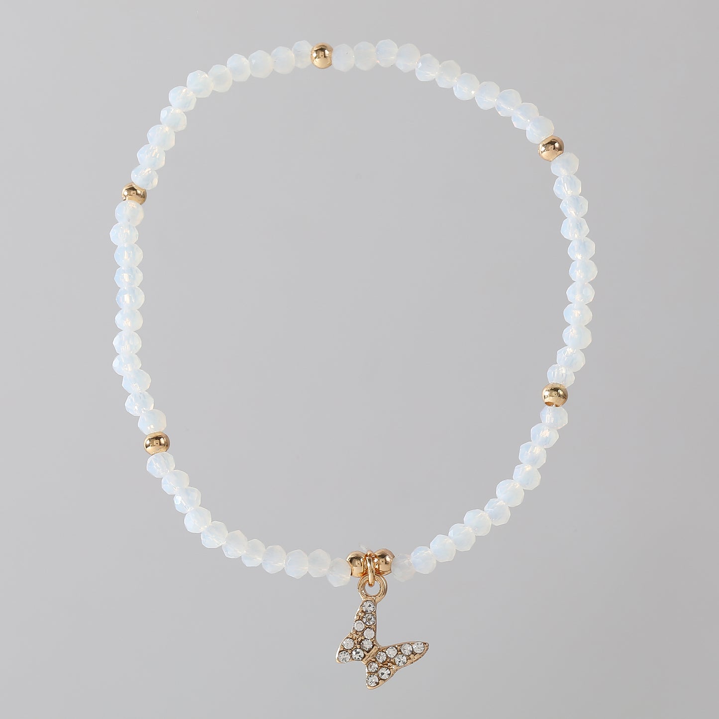 Assorted Beaded Bracelet with Small Crystal Butterfly Charm - Delicate and Sparkling Jewelry for Women, Perfect Gift