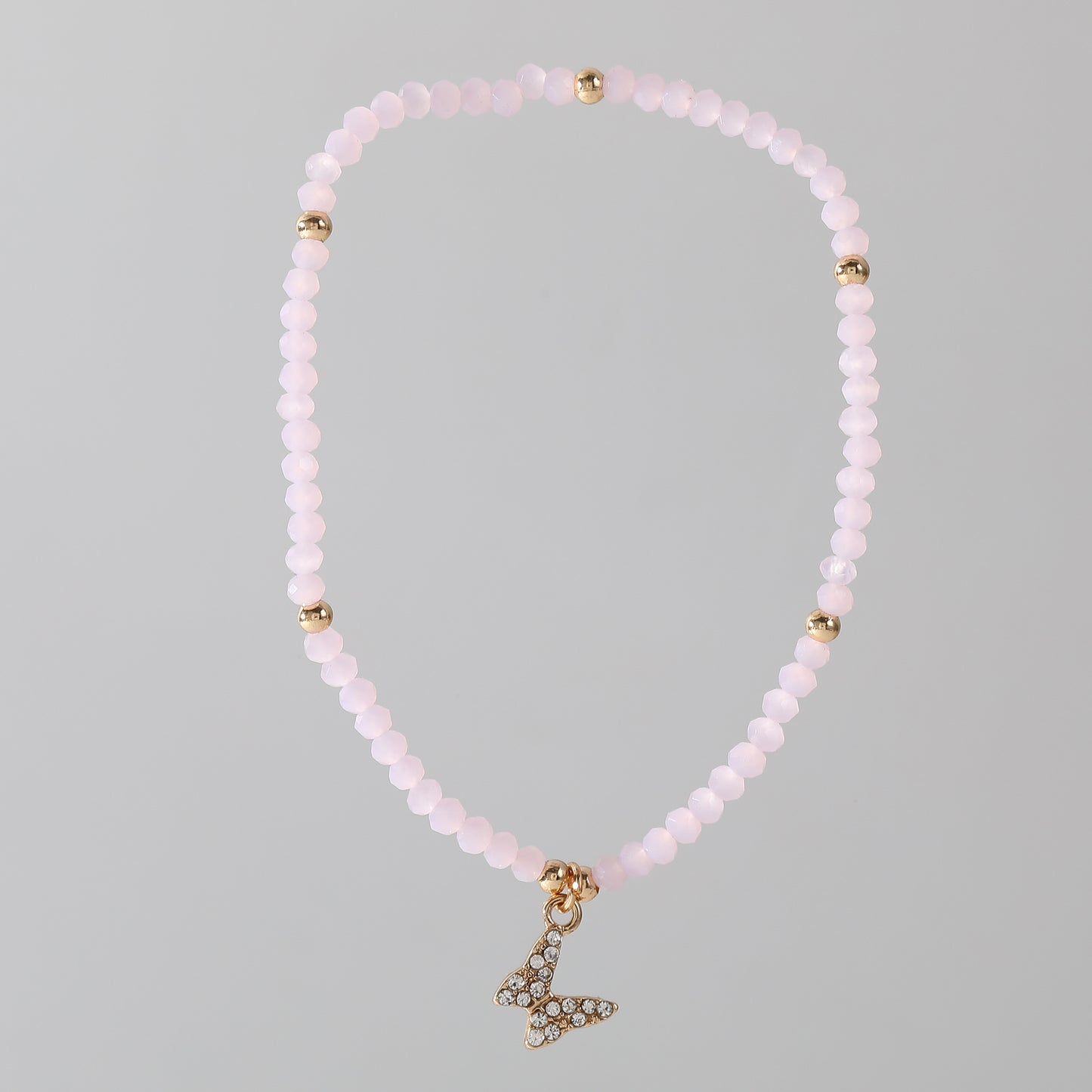 Assorted Beaded Bracelet with Small Crystal Butterfly Charm - Delicate and Sparkling Jewelry for Women, Perfect Gift