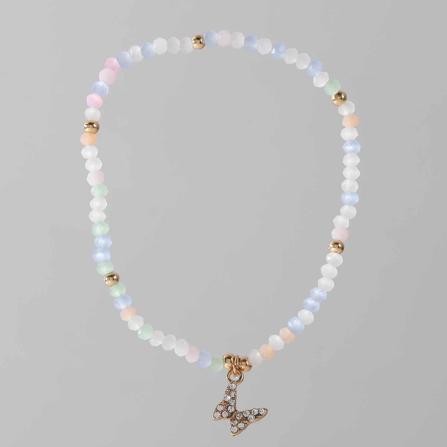 Assorted Beaded Bracelet with Small Crystal Butterfly Charm - Delicate and Sparkling Jewelry for Women, Perfect Gift