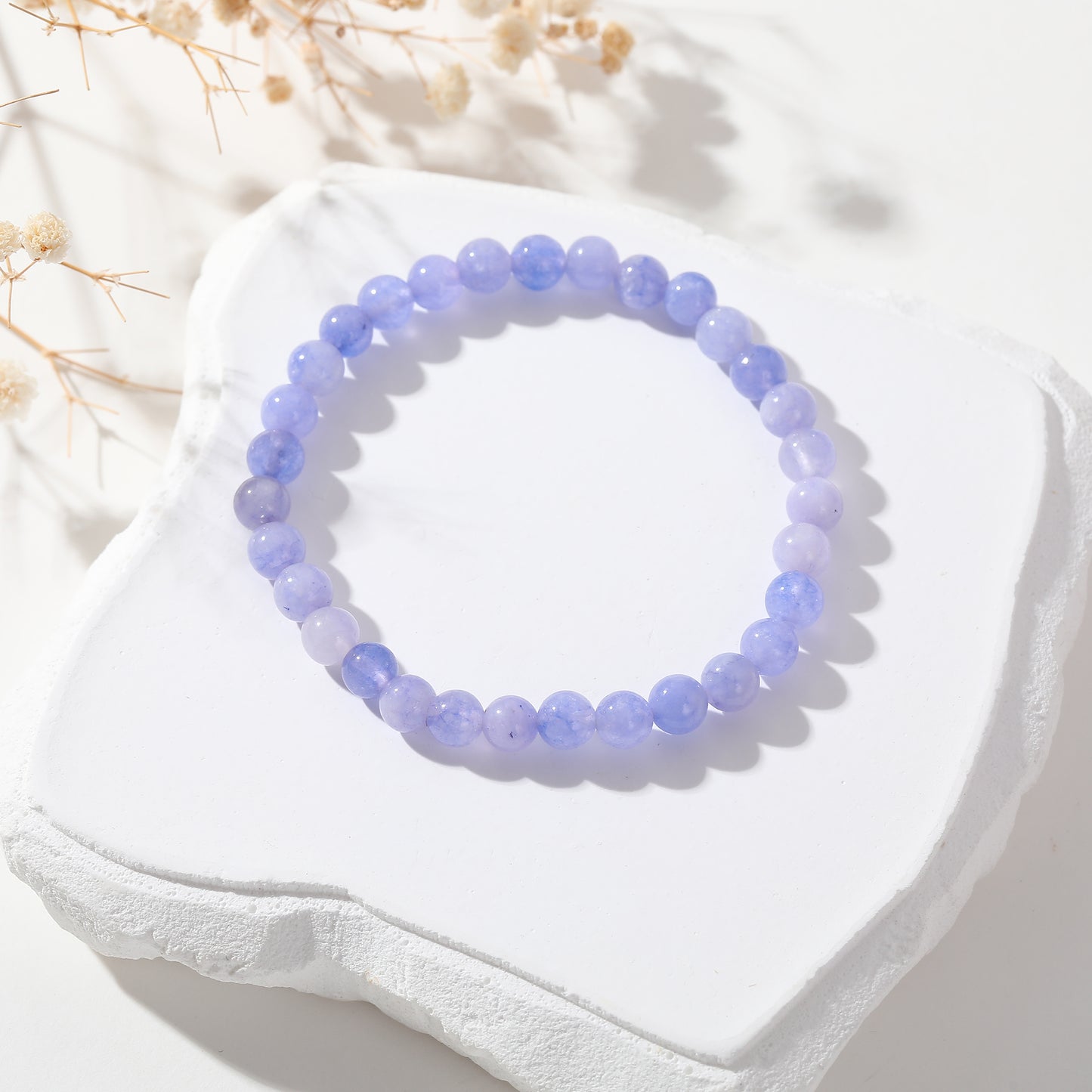 6MM Pastel Gemstone Elastic Bracelets - Delicate Jewelry for Women, Soft Hues for Everyday Elegance