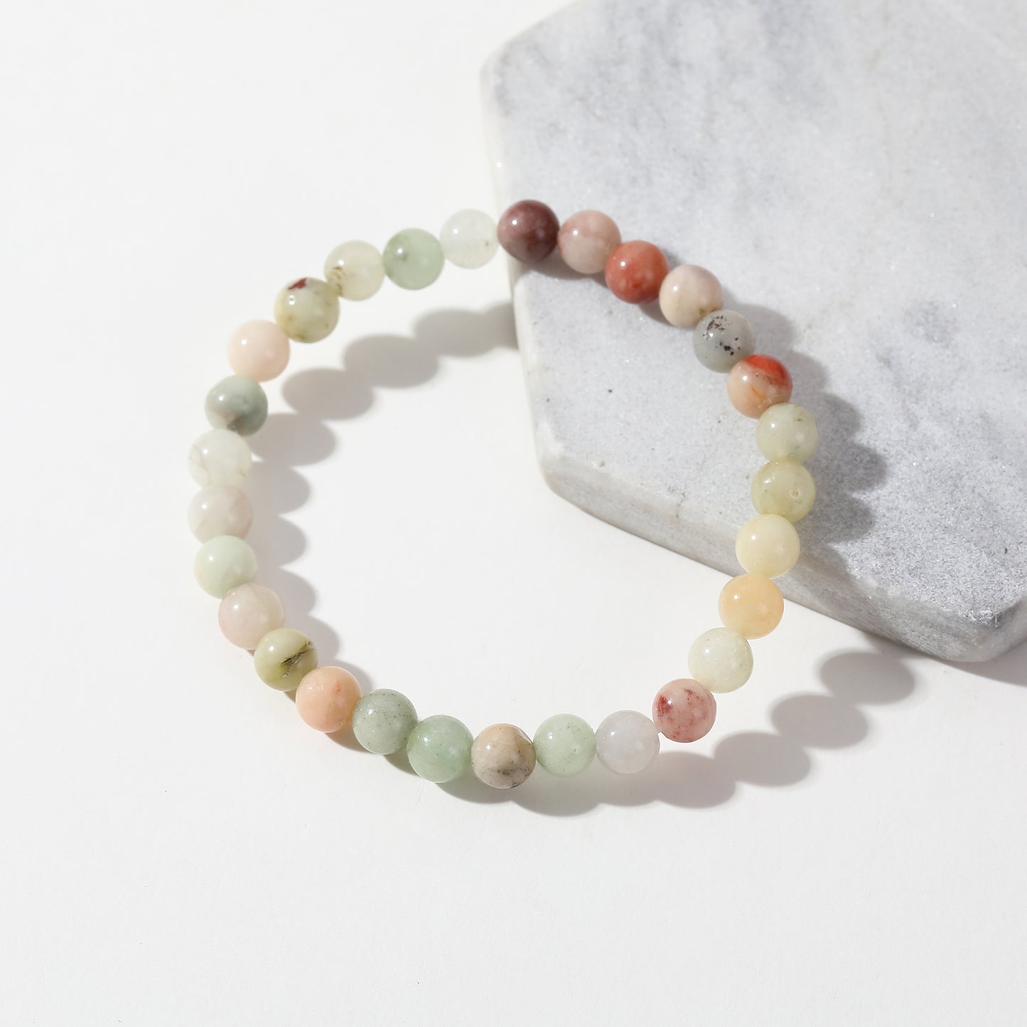 6MM Pastel Gemstone Elastic Bracelets - Delicate Jewelry for Women, Soft Hues for Everyday Elegance
