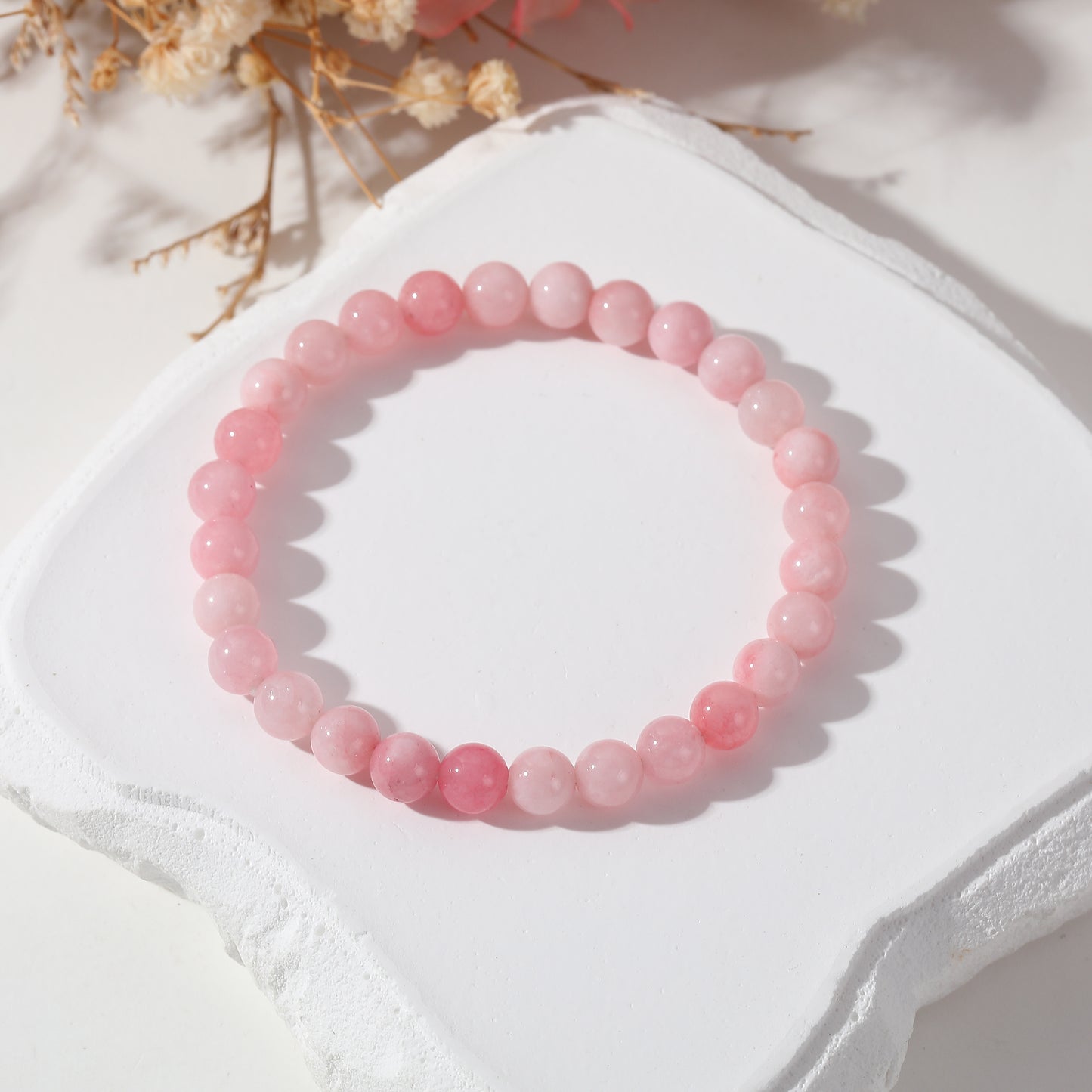 6MM Pastel Gemstone Elastic Bracelets - Delicate Jewelry for Women, Soft Hues for Everyday Elegance