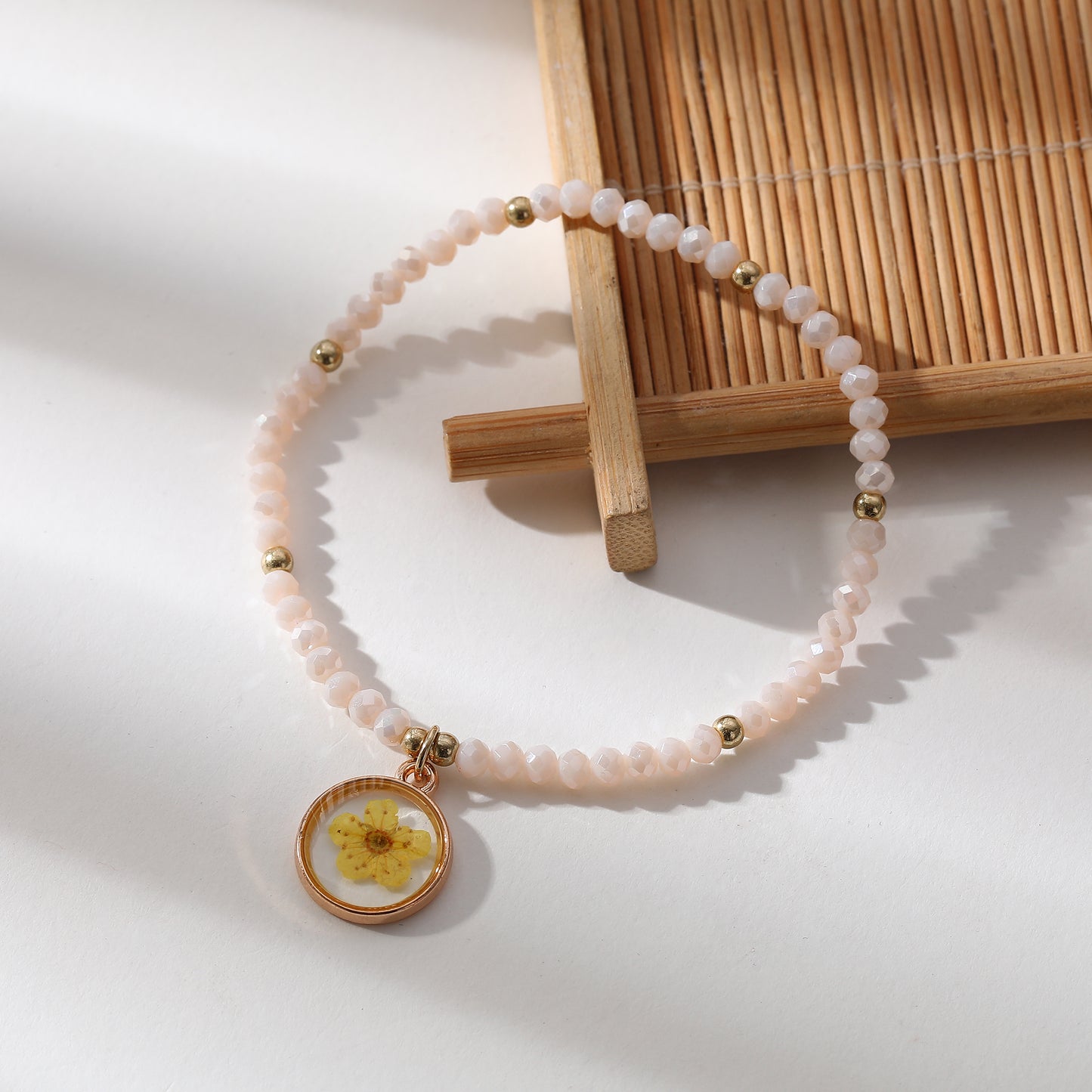 Delicate Beaded Bracelets with Pressed Flower Charms - Vibrant Handmade Jewelry for Women, Perfect for Everyday or Special Occasions
