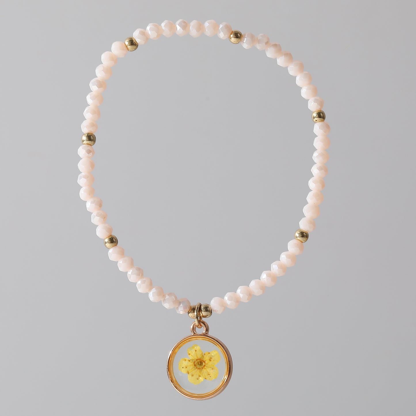 Delicate Beaded Bracelets with Pressed Flower Charms - Vibrant Handmade Jewelry for Women, Perfect for Everyday or Special Occasions